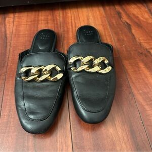 Black Mules with Chain detail